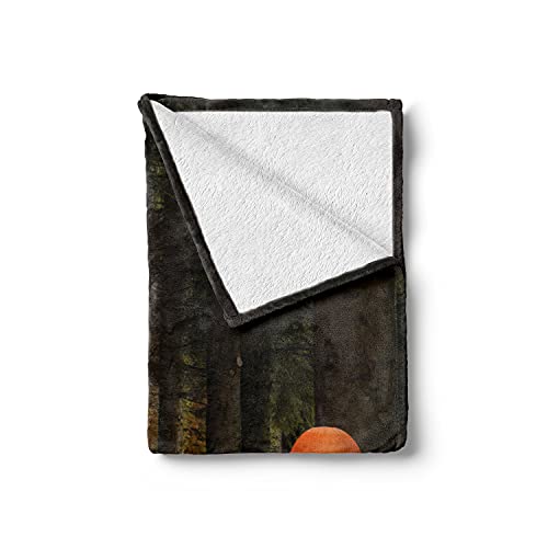 Ambesonne Mushroom Soft Flannel Fleece Throw Blanket, Mushrooms In Deep Dark Forest Fantasy Nature Theme Earth Path, Cozy Plush For Indoor And Outdoor Use, 50" X 70", Pomegranate Green #TOP1