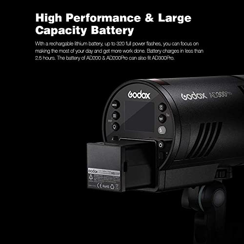 Godox Flash Strobe Ad300 Pro Ad300Pro Outdoor Studio Monolight 300W Photographic Lighting For Canon Sony Nikon Fuji Olympus Panasonic Camera 2.4G Ttl 1/8000 Hss Flash, 0.01-1.5S Recycle Time #TOP4