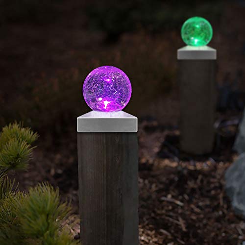 SUNNYPARK 4x4 Solar Post Cap Lights Deck Fence Outdoor Railing Lights Decorative Solar Powered Gazing Ball Caps LED Lamp for Garden, Patio, Pathway SUNNYPARK 4x4 Solar Post Cap Lights Deck Fence Outdoor Railing Lights Decorative Solar Powered Gazing Ball Caps LED Lamp for Garden, Patio, Pathway