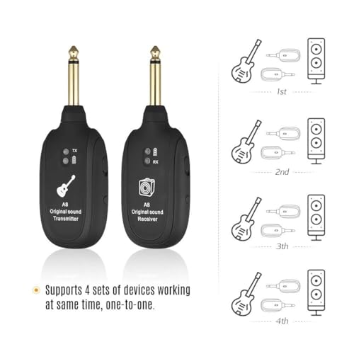 Sistema Inalámbrico para Guitarra con Transmisor y Receptor Integrados, 4 Canales, para Guitarra Eléctrica, Bajo y Violín miniatura 6