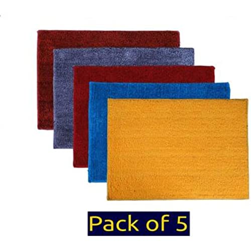 Image of Anti Skid Doormats for Home and Office Entrance Living Room and Bathroom Mats | Entrance Door Mats for Home and Office Entryway. (Pack of 5 (Y-B-R-G-R), 20x32)