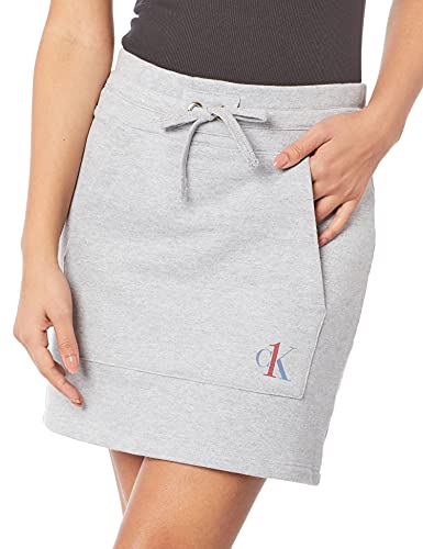 Saia moletom bolso frontal ck, Calvin Klein, Feminino, mescla, P