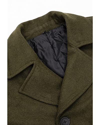 Image of Lisskolo Men's Wool Blend Double Breasted Pea Coat Classic Notched Collar Warm Woolen Coats Winter Outwear Jackets