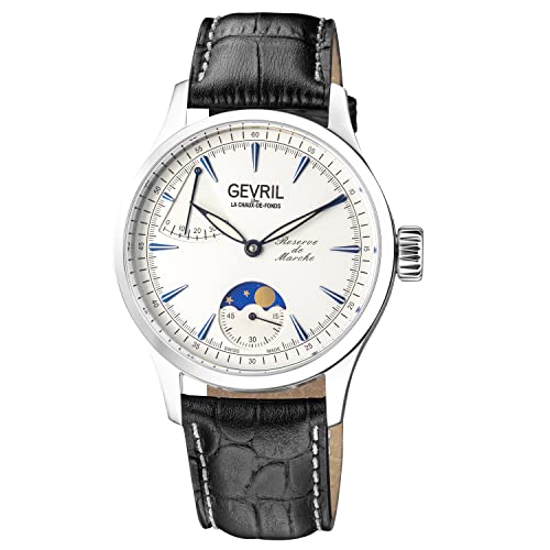 Gevril Men's Stainless Steel Mechanical Hand Wind Watch with Leather Strap, 20 (Model: 46120-L1) Silver2