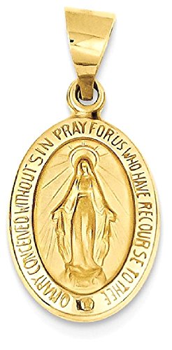 Ice Carats 14K Yellow Gold Miraculous Medal Necklace Pendant Charm Religious Fine Jewelry For Women Gifts For Her #TOP7