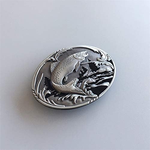 JEAN'S FRIEND Vintage Style Fish Fishing Wildlife Fisherman Elephant Western Oval Belt Buckle - Image 2