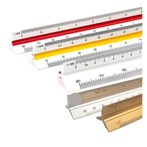Regla de escala triangular aluminio de 30cm para trazar planos de arquitectura 3