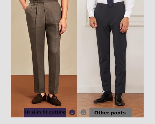Mens Vintage Linen Pants Casual Elastic Waist Trousers Spring Lightweight Retro Suit Pants4