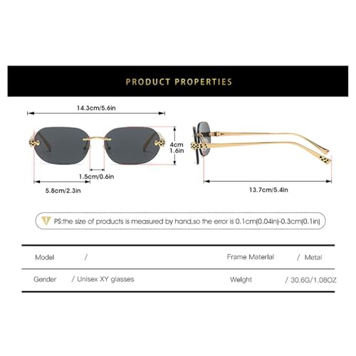 Rimless Sunglasses for Men and Women Small Irregular Lenses Metal Frameless Lens Sun Glasses UV4002