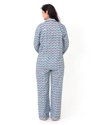 Image of Huar Women Pajama Set, 4 pcs Button Down Vacation Beach Cotton Set, Lounge wear PJ Set For Birthday