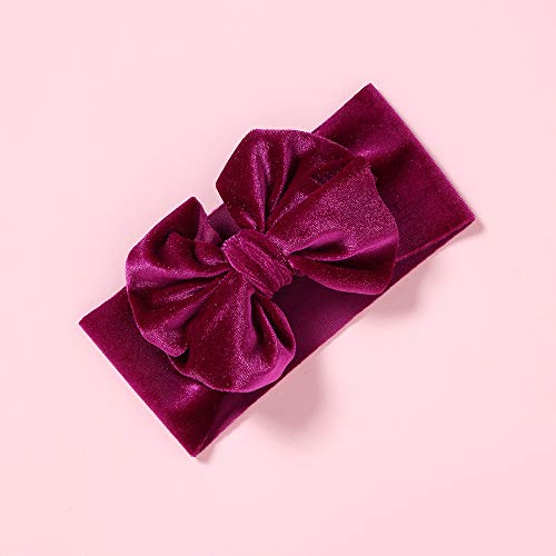 Baby Girls Bow Headband Handmade Velvet Toddler Hair Bow Hairband Stretchy Soft Nylon Wide Turban Bowknot Headwrap Girls Hair Accessories TSFD59 (Purple, One Size)4