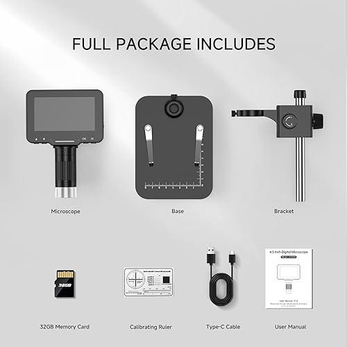 Leipan LP043 Microscópio de moedas de 4,3 polegadas 1000X, microscópio digital LCD para colecionador