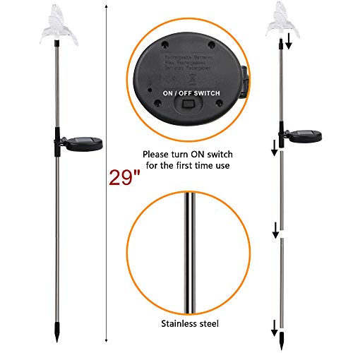 Maggift 6 Pack Outdoor Solar Figurine Lights, Solar Powered Garden Stake Light, Color Changing Led Landscape Lighting, Sparkling Star Flower Hummingbird Butterfly Dragonfly Bee For Patio Yard Pathway #TOP2