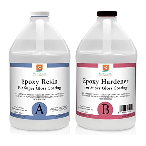 Epoxy Resin 2 Gallon Kit | 1:1 Crystal Clear Resin and Hardener for Super Gloss Coating | for Bars, Tabletop, Art, Jewelry, Casting Molds | Safe for Use on Wood, Metal, Stone, Plastic, Marine Sealer Cover