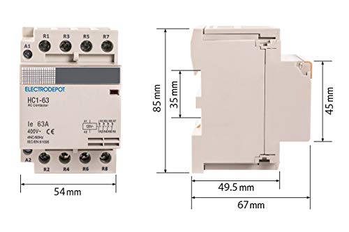 Electrodepot 40 Amp 4 Pole Normally Closed Iec 400V Contactor (Silent Operation) – 110-120Vac Coil, Inductive 20A, Resistive 40A With Mounting Base For Din Rail #TOP4