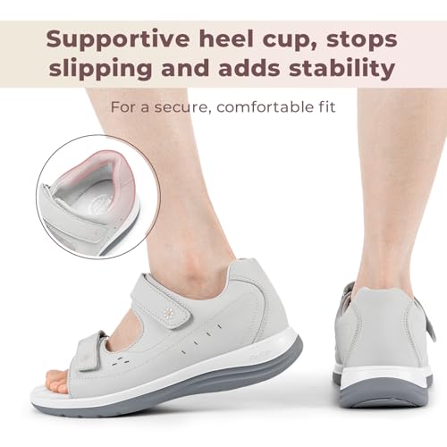 Image of FitVille Diabetic Sandals for Women Wide Width, Open Toe Orthopedic Wide Sandals for Women with Adjustable Straps and Arch Support for Bunions, Plantar Fasciitis, Swollen Feet