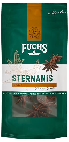 Fuchs Gewürze - Sternanis ganz | Aus natürlichen Zutaten | 9 g im wiederverschließbaren,...