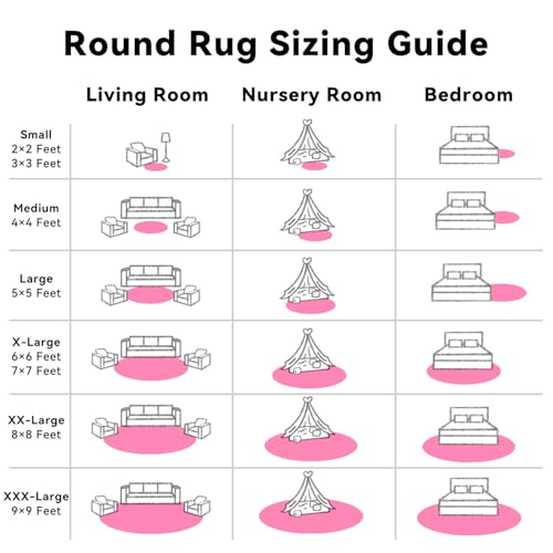OLANLY Hot Pink Round Rugs for Bedroom - Machine Washable, 7 ft Circle Area Rugs for Living Room, Soft and Fluffy Shaggy Carpet for Teen Girls and Boys, Nursery Rooms, Dorms, Home Decor Aesthetic