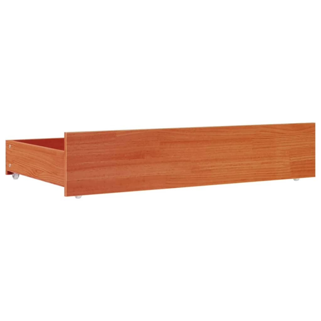 vidaXL Cajones de Cama 4 uds Madera Maciza de Pino marrón Cera, cajón de Almacenamiento, cajón de Cama de Madera Maciza, gaveta de Cama