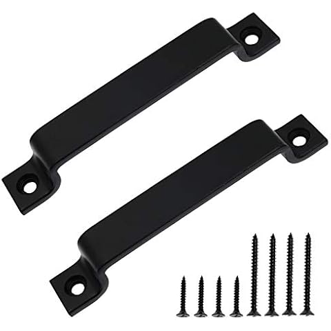 Yoohey 6.4" Barn Door Handle, Black Gate Handle Set for Sliding Barn Door Hardware Cabinet Closet Drawer Garage Shed, 2PCS Cover