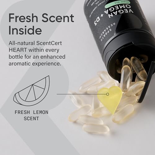 Image of Sports Research Vegan Omega-3 with Vitamin D3 Softgels - 1020mg Omega-3 & 5000iu D3 Supplement - Fish Oil Alternative with Vitamin D Plant-Based Support from Algae Oil - 60 Veggie Softgels for Adults