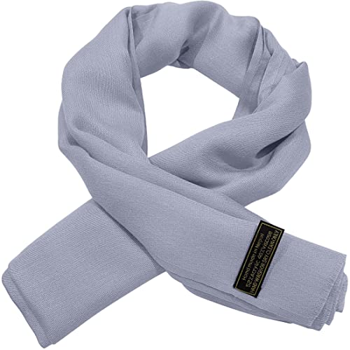 CJ Apparel Blue Grey Solid Color Fringe Design Gray Nepalese Shawl Seconds Scarf Wrap Stole Throw Head Wrap Pashmina Hand Made in Nepal New4