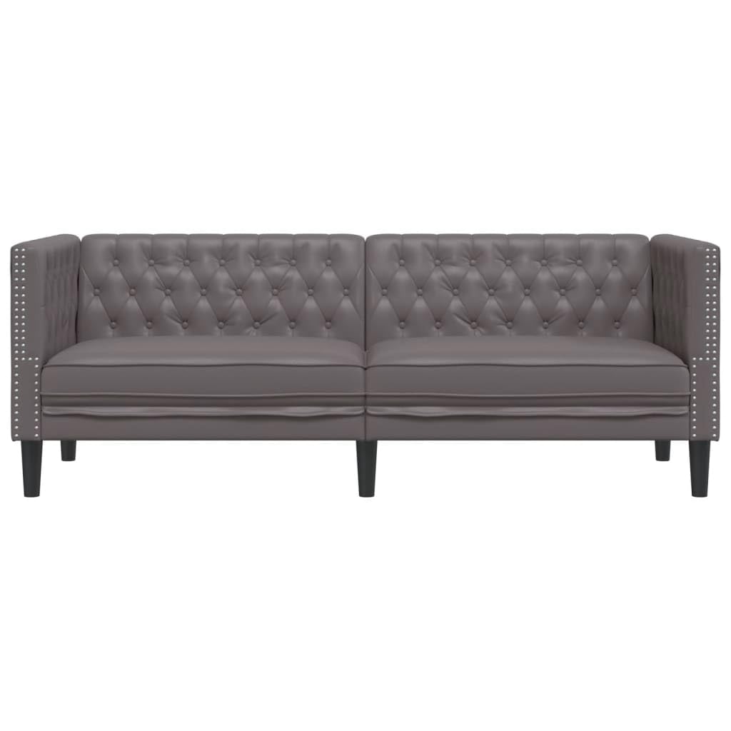 vidaXL Chesterfield-Sofa 3-Sitzer Grau Kunstleder