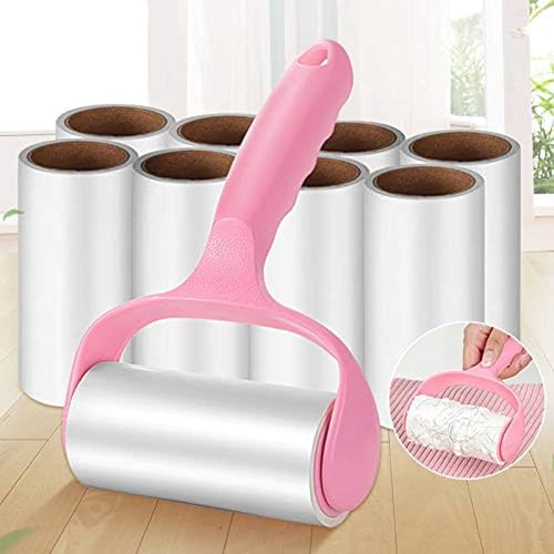 ZHONG CHEN Lint Roller Super Sticky Pet Epilator Kit Fluff Suitable for Hair Clothes Carpet Car Seat Dust and Brush (With 9 Refills)