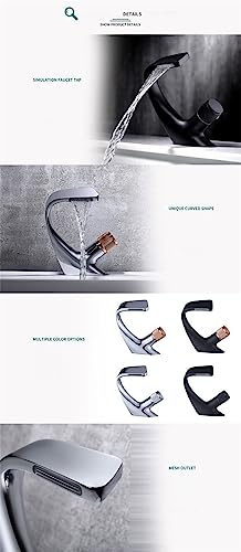 Grifos de lavabo de latón que evitan salpicaduras con caño plano de cascada 3