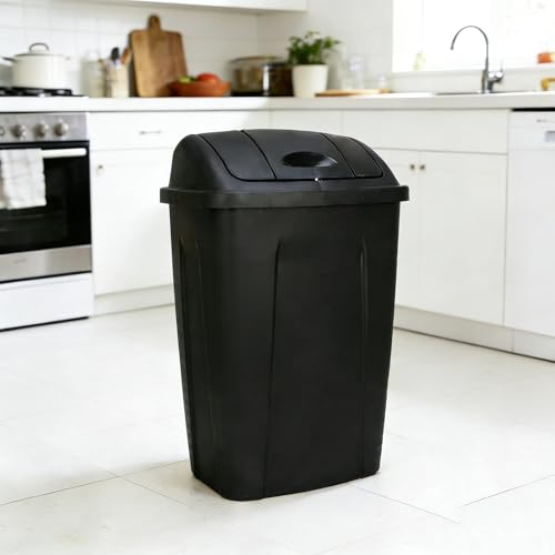 Caneca de basura rectangular negra para cocina 13 gal
