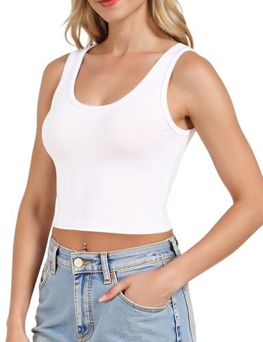 2Piece Crop Tops for Women, U Neck Sleeveless Tank Tops, Basic Cropped Racerback Going Out Tops Athletic Sports Shirts4