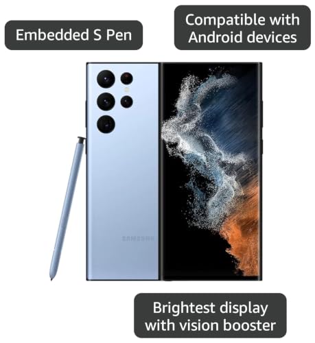 Image of Samsung Galaxy S22 Ultra 5G, US Version, 128GB, Sky Blue - Unlocked (Renewed)