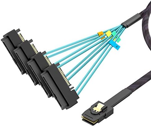 WORDIMA Mini SAS HD Cable, Internal Mini SAS HD SFF-8087 Host to SFF-8482 Target Hard Disk and SATA Power Cable