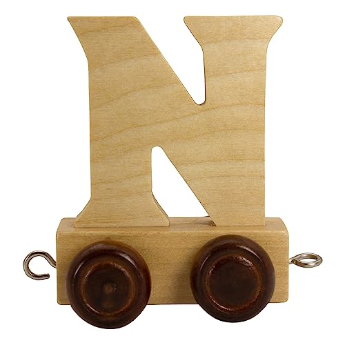 Carra in legno, lettere treno, Lok, Waggon, A-Z, nome desiderato (N)