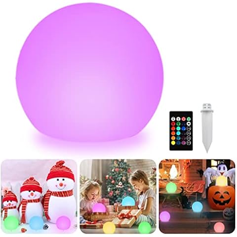 Solar Garden Night Light Outdoor, 8in LED Solar Globe Ball Light w/Remote, 16 RGB Colors Changing Waterproof Yard Lights Solar Powered, Ground Decor Landscape Lighting Mood Lamp for Patio Pathway Lawn Cover