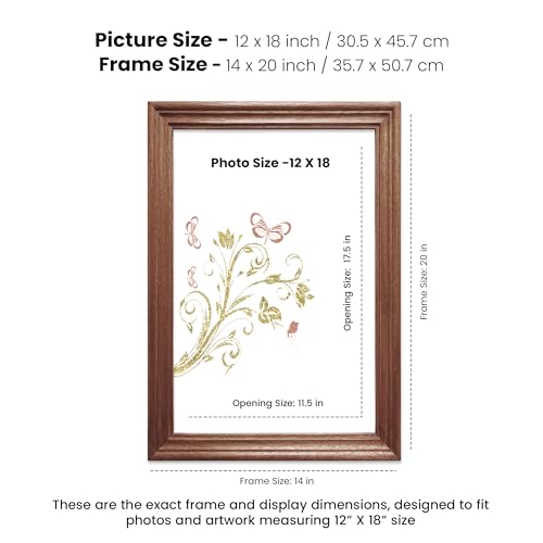Image of Handmade Wooden Rectangular Photo Frame, 12 X 18 inch Display for Artworks, Pictures and Photos of Your Loved Ones, Best for Home, Office, Wall Decor, Living Room, Bedroom, Clove Brown