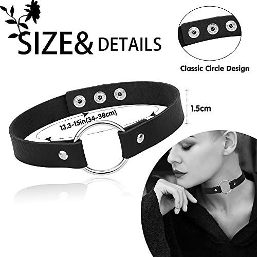 Joerica 9 Pcs Layered Chain Necklaces Set For Women Men Gothic Black Leather Choker Necklaces Adjustable Silver Punk Pendant Necklaces With Lock Heart Butterfly #TOP2