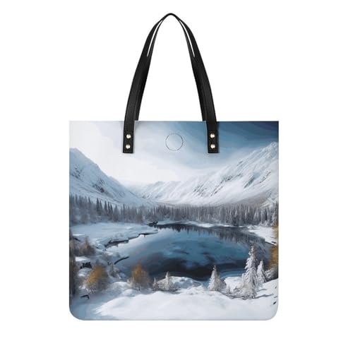 Sac fourre-tout grand sac d'épicerie cabas à bandoulière motif imprimé neige