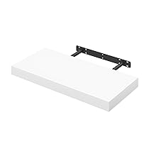 WOLTU Mensola da Muro Rettangolare Scaffale Libreria a Parete Decorazione per Cameretta Ufficio Porta CD, Dvd in Legno Bianco 50cm RG9368ws