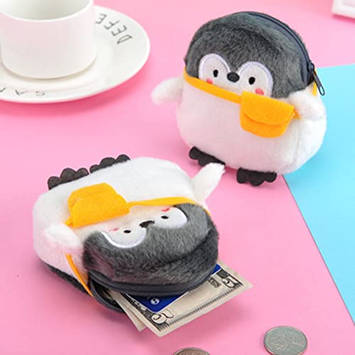 Toyvian 2pcs Accessories Zipper Small Women Cash Shape Stuffed Purse, Wallet Change Teen Vintage Pattern Pouches Animal Makeup Storage Messenger Penguin Handbags Purse4