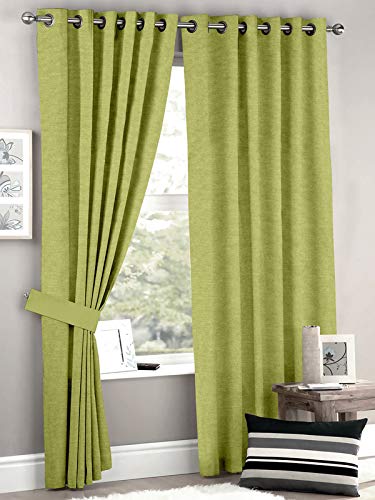 HOMEC Polyester, Solid, Primitive Blackout Energy Saving Window Curtains for Bedroom/Living Room (Green, 52 x 60 Inch) Set of 2
