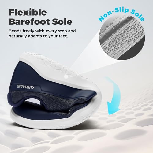 Image of AIRHAS Men's Barefoot Training Shoes Zero Drop Minimalist Sneakers Anatomical Toe Design for Weightlifting and Fitness