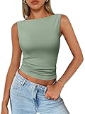 Trendy Queen Women Going Out Summer Tank Tops Spring Casual Basic Cute 2025 Sleeveless Shirt Vacation Fashion Outfit Clothes Green M