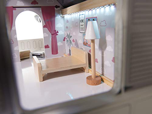 SILUK Puppenhaus aus Holz, Puppenhaus mit Möbel und Zubehör, Puppen Haus Spielzeug für Mädchen (Cottage) – Bild 7