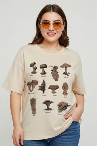 Image of JUNEBERRY 100% Pure Cotton Oversized Baggy Fit Cool Front Chest Graphic Printed Half Sleeve Plus Size T-Shirt for Women & Girls (Sizes: 2XL to 5XL)