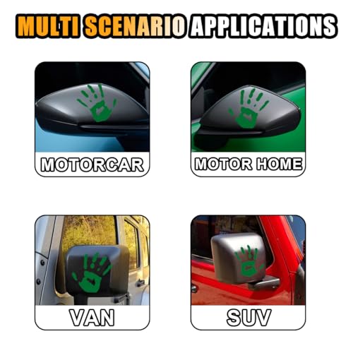 Image of 2PCS Car Wave Stickers, Wave Sign Decal Auto Waving Hand Stickers for Rearview Mirror Left Right, The Lazy Waver Car Decoration Compatible with Most Cars, SUVs (Green)
