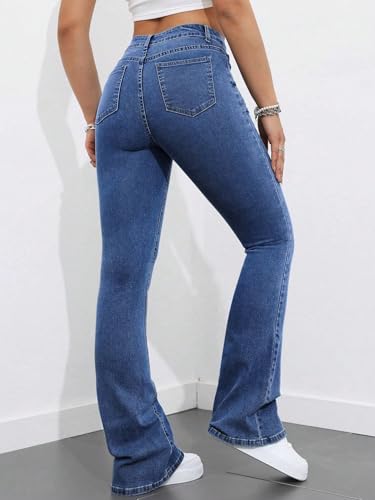 Image of KOTTY Women's High Waist Jeans||Flared Bell Bottom Bootcut||Wide Leg Stretch Denim - Perfect for Travel, Party & Everyday Use