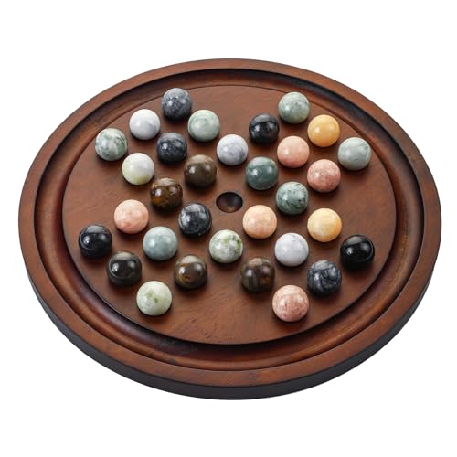 Juego de Solitario con tablero de madera sólida 12.7 pulgadas miniatura 7
