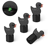GOOTHX Tire Valve Stem Cap, 4 pcs Glow-in-The-Dark Cute Duckling Tire Valve Cap, Universal for Cars, Motorcycles, Trucks, and Bicycles.(Black)