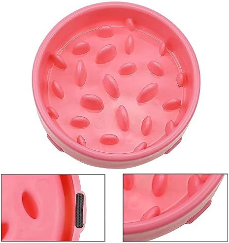PLCatis Slow Feeding Dog Bowl Feeder Non-Skid Safe Dog Bowls to Slow Down Eating Better Digestion Slow Feeding Eating Dog Bowl Plastic Pink Dog Food Bowl for Preventing Choking Bloating Healthy Eating